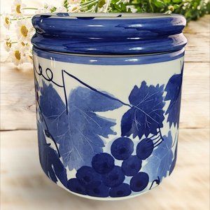 Hand Painted Canister w Grapes and Leaves by DESIGNPAC INC.